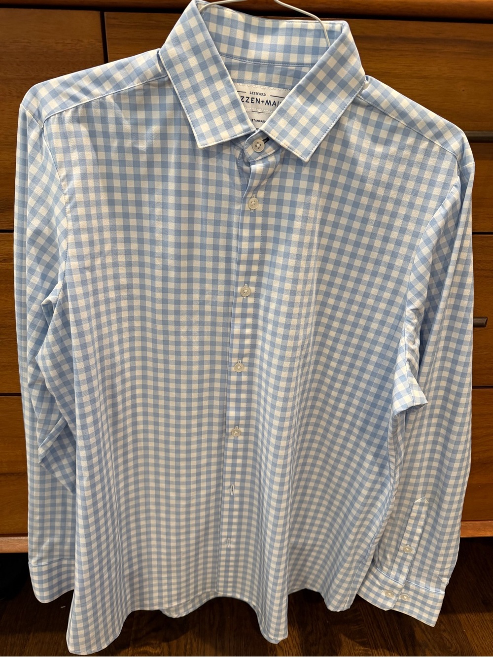 Mizzen+Main Light Blue and White Gingham Dress Shirt